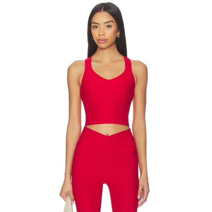 ビヨンドヨガ Beyond Yoga 【 Twist Through Cropped Tank Top Women Holly Red Heather 】 貯蔵タンクいの一番 レディース Red 赤・赤いこと heather ギョリュウモドキ