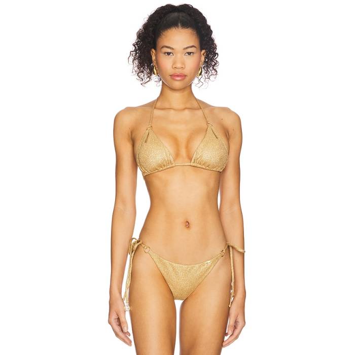 ルリファマ Luli Fama 【 Golden Sunset Triangle Bikini Top Women Gold 】 レディース ゴールド|スニケス