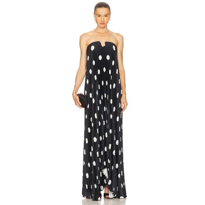 L\u0027idee 【 Black Tie Gown Women Polka Noir 】 黒いこと 黒いこと タイ レディース