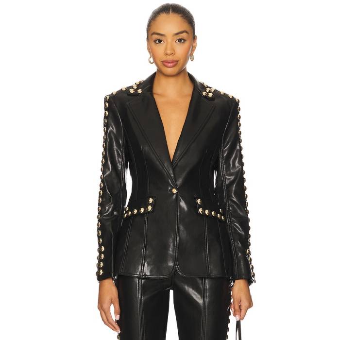 Cinq A Sept 【 Studded Milly Jacket Women Black \u0026Amp; Gold 】 Jacket 上衣 レディース 黒いこと 黒いこと ゴールド
