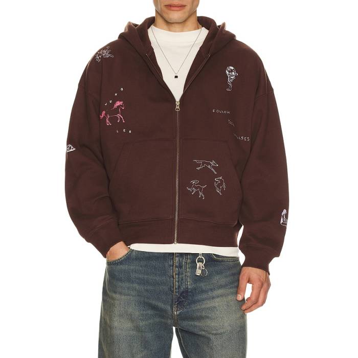 Jungles 【 Impules Zip Hoodie Men Brown 】 フーディー パーカー メンズ 赤銅色 赤銅色