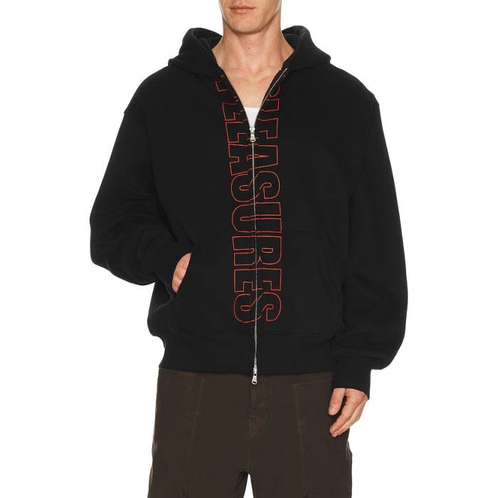 プレジャーズ Pleasures 【 Impact Zip Hoodie Men Black 】 差しひびき フーディー パーカー メンズ 黒いこと 黒いこと