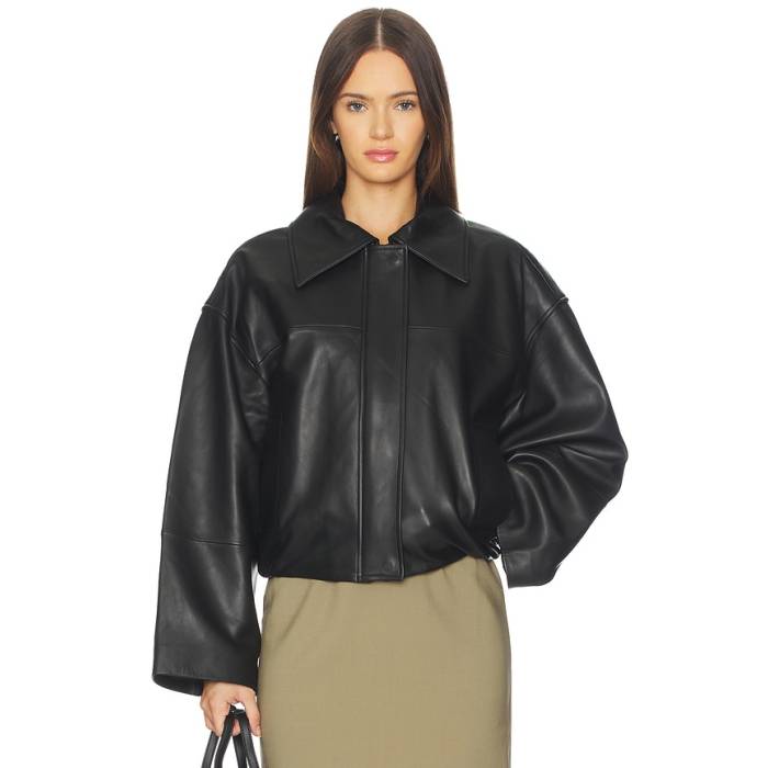 Srg 【 Millie Leather Jacket Women Black 】 なめし革 Jacket 上衣 レディース 黒いこと 黒いこと
