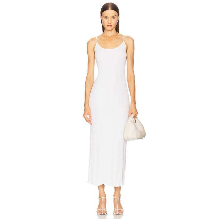 Enza Costa 【 Silk Rib Lettuce Edge Dress Women White 】 お召しもの レディース 白いこと 白いこと