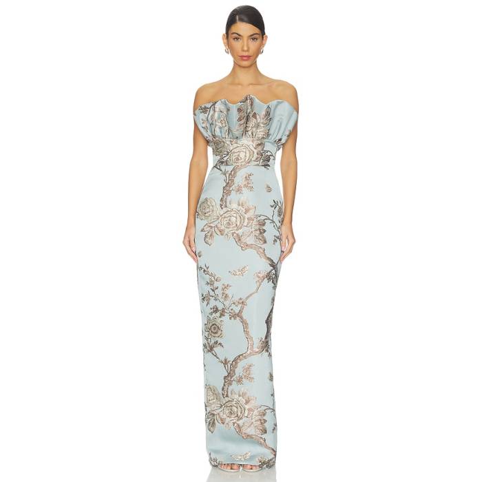 Sau Lee 【 Noah Brocade Gown Women Blue Ash 】 レディース 青碧 青碧