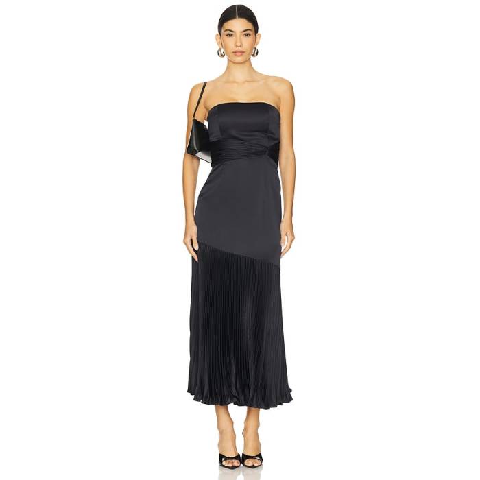 Amur 【 Milly Pleated Midi Dress Women Navy 】 お召しもの レディース 紺色 米国海軍