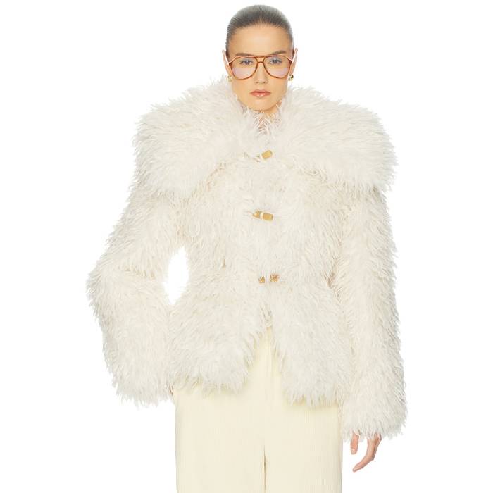 Helsa 【 Dramatic Collar Faux Shearling Jacket Women Ivory 】 Jacket ジャケット レディース アイボリー|スニケス