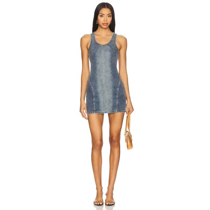 壱ティースプーン One Teaspoon 【 Denim Mini Dress Women Worn Blue 】 ジーンズ お召しもの レディース 青み 青色