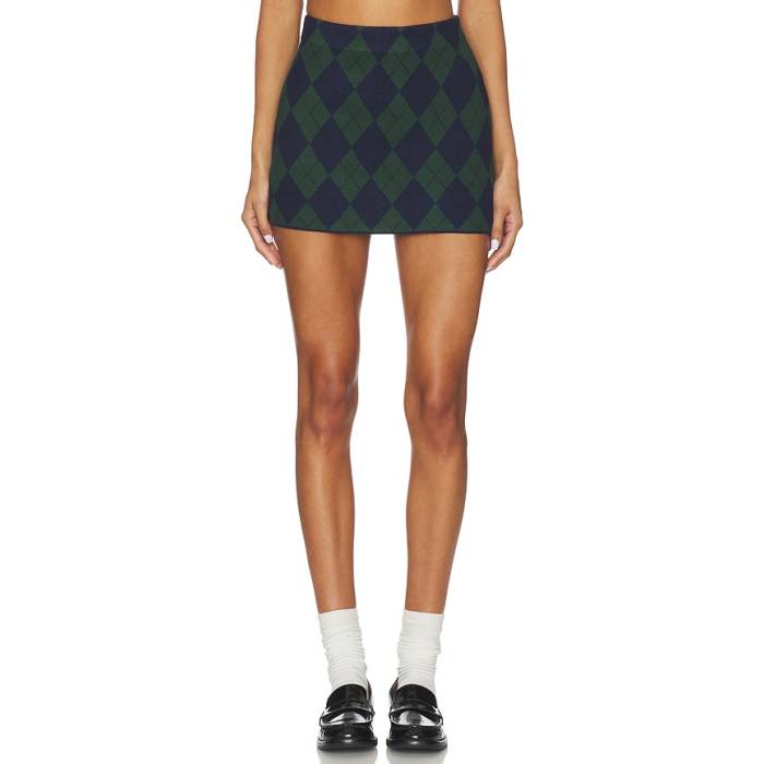 ショウミーユアムームー Show Me Your Mumu 【 Cher Mini Skort Women Oxford Argyle Knit 】 レディース オックスフォード ニット