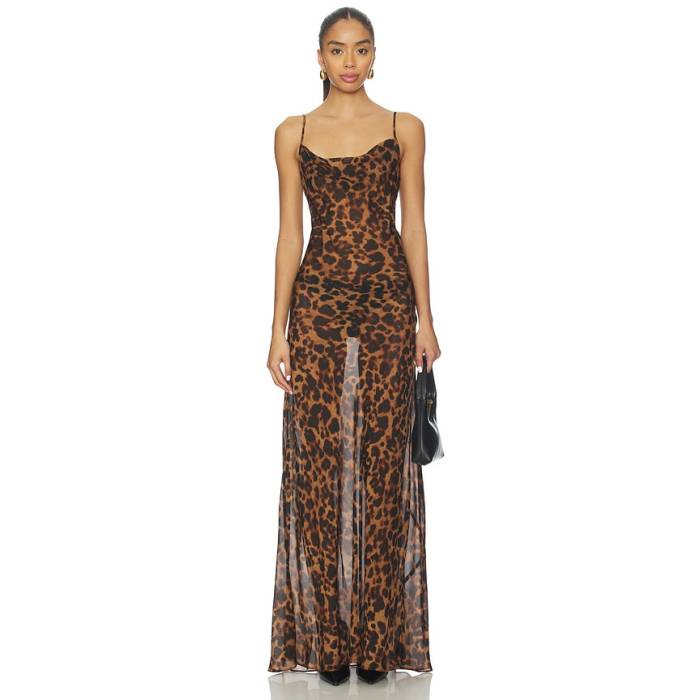 L\u0027agence 【 Christine Dress Women Brown Multi Amur Leopard 】 御召しもの レディース 赤銅色 赤銅色 ヒョウ柄 レオパード