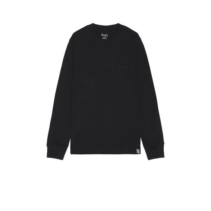 Wao 【 The Long Sleeve Pocket Tee Men Black 】 Sleeve スリーブ Tシャツ メンズ 黒色 ブラック｜スニケス