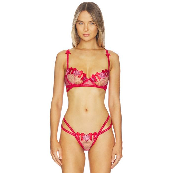 For Love \u0026 Lemons 【 Perfect Match Underwire Bra Women Red 】 擦り付け木 レディース Red 赤・赤いこと