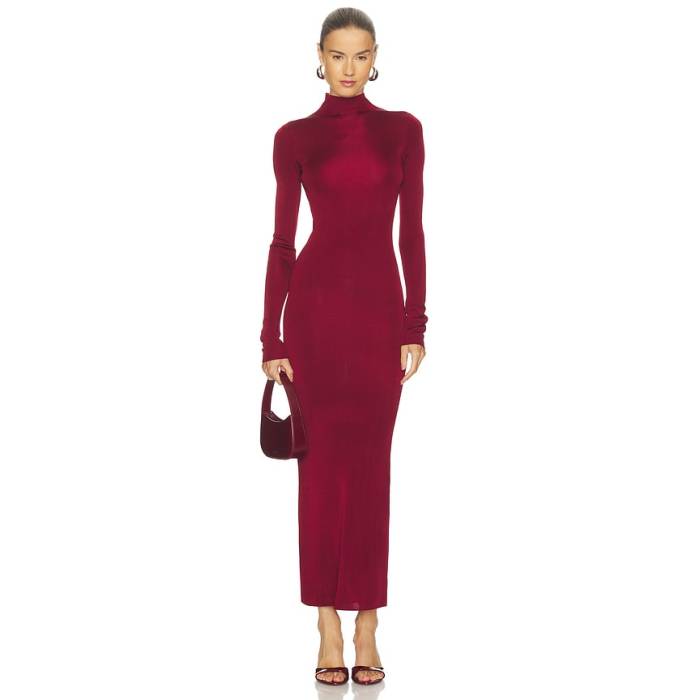 L\u0027academie 【 Syndi Maxi Knit Dress Women Burgundy 】 編み物 お召しもの レディース ブドウ酒色・バーガンディー ドレス-レディースファッション
