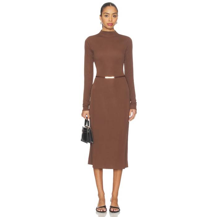 L\u0027academie 【 Lune Midi Dress Women Chocolate Brown 】 御召しもの レディース 赤銅色 赤銅色