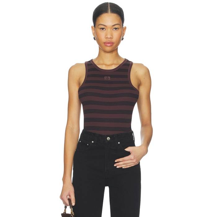 ガニー Ganni 【 Soft Cotton Rib Tank Top Women Chocolate Plum 】 タンクトップ レディース｜スニケス