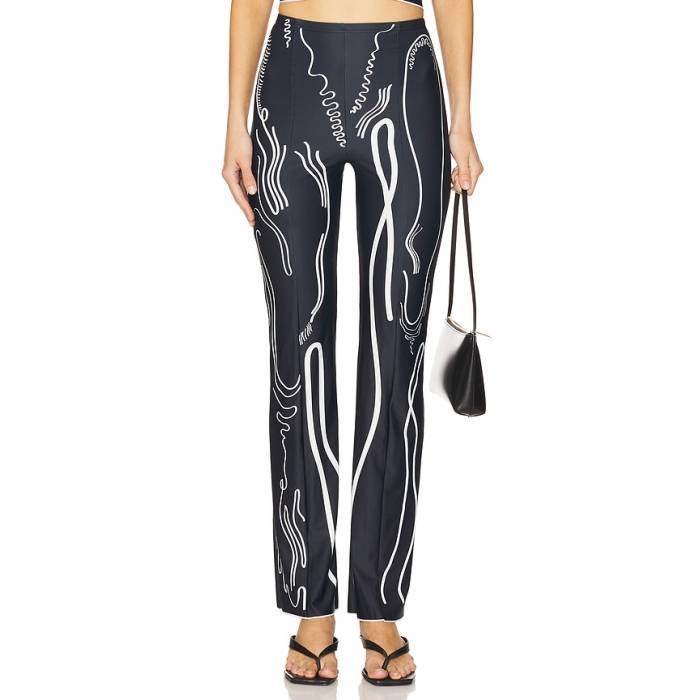 Di Petsa 【 Venus Shell Lycra Trousers Women Black With White Print 】 shell 貝殼 レディース 黒いこと 黒いこと 白いこと 白いこと