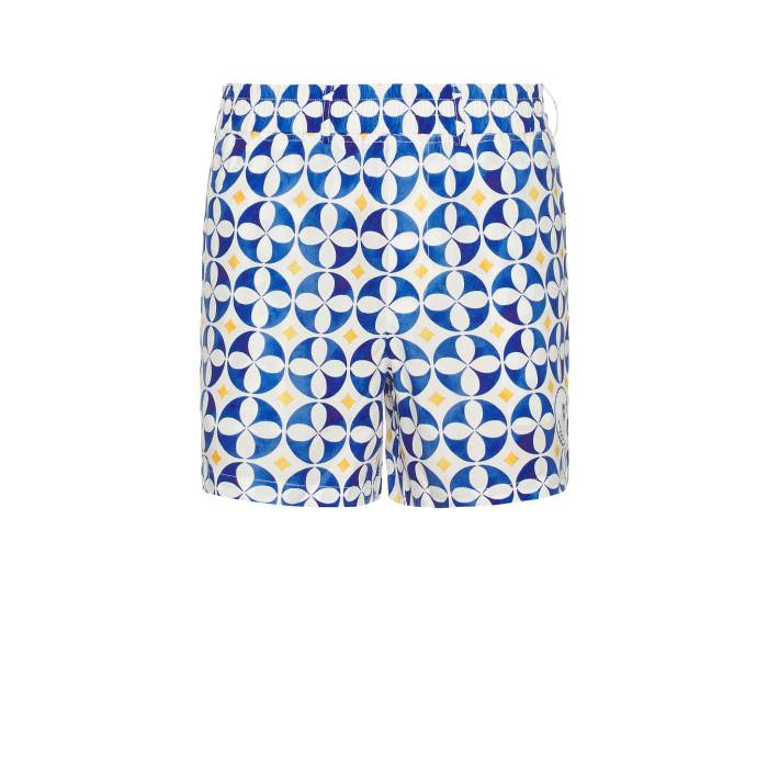 Malbon Golf 【 Riviera Scooter Short Men White, Blue, & Gold 】 メンズファッション ズボン パンツ メンズ ゴールド