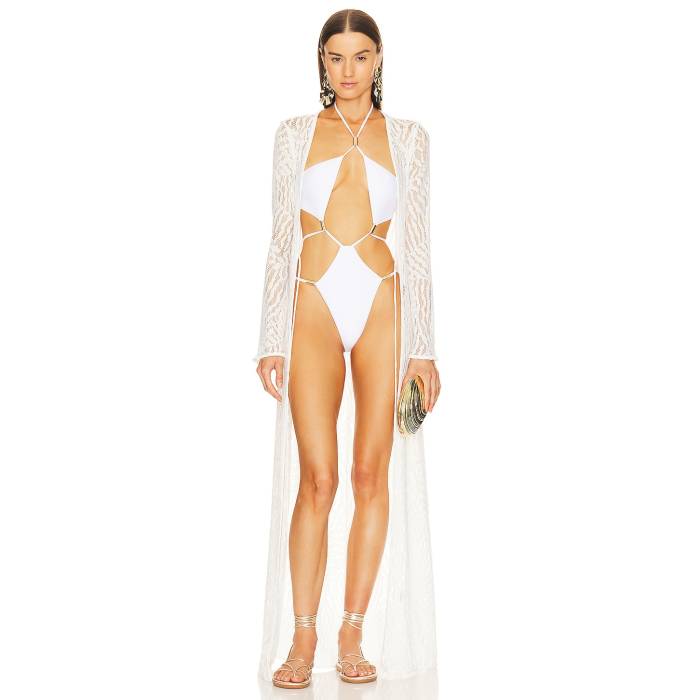 Michael Costello 【 X Revolve Ryland Robe Women Ivory 】 レディース 象牙色