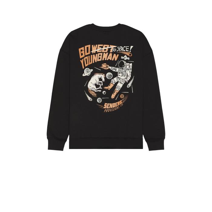 Sendero Provisions Co. 【 To Space Sweatshirt Men Vintage Black 】 スウェット トレーナー メンズファッション トップス スウェット トレーナー メンズ vintage ビンテージ・ヴィンテージ 黒色 ブラック