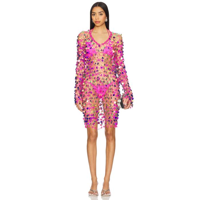 ミリー Milly 【 Sequin Crochet Mini Pullover Dress Women Berry Pink 】 ドレス レディースファッション ドレス レディース pink ピンク 42,055円