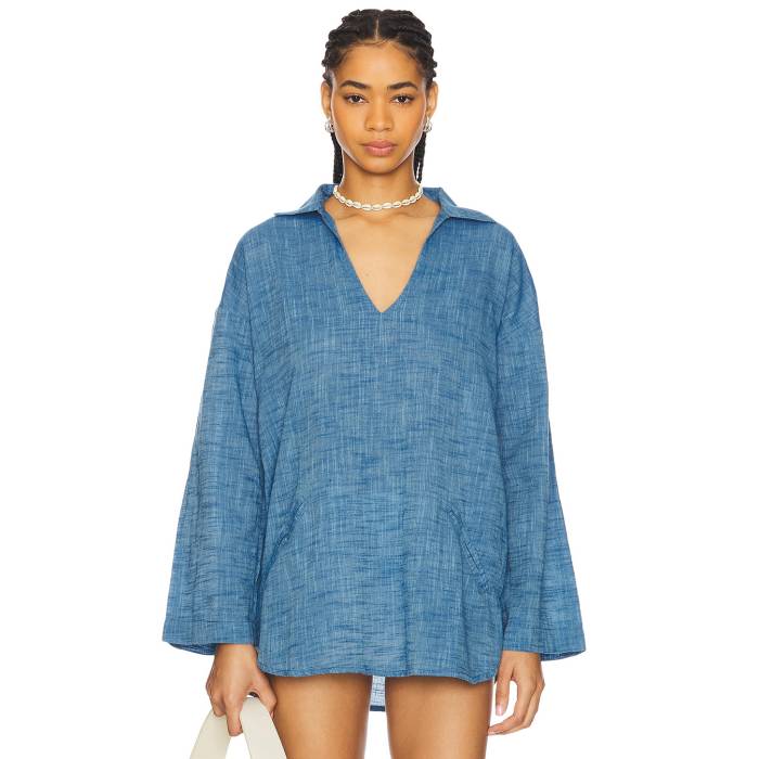 シーフォリー Seafolly 【 Longline Beach Shirt Women Chambray 】 レディースファッション トップス その他 レディース