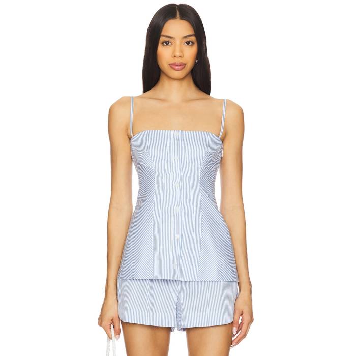 Simkhai 【 Vivvy Bustier Top Women Blue Hydrangea Stripe 】 レディースファッション トップス タンクトップ レディース 青色 ブルー Stripe ストライプ