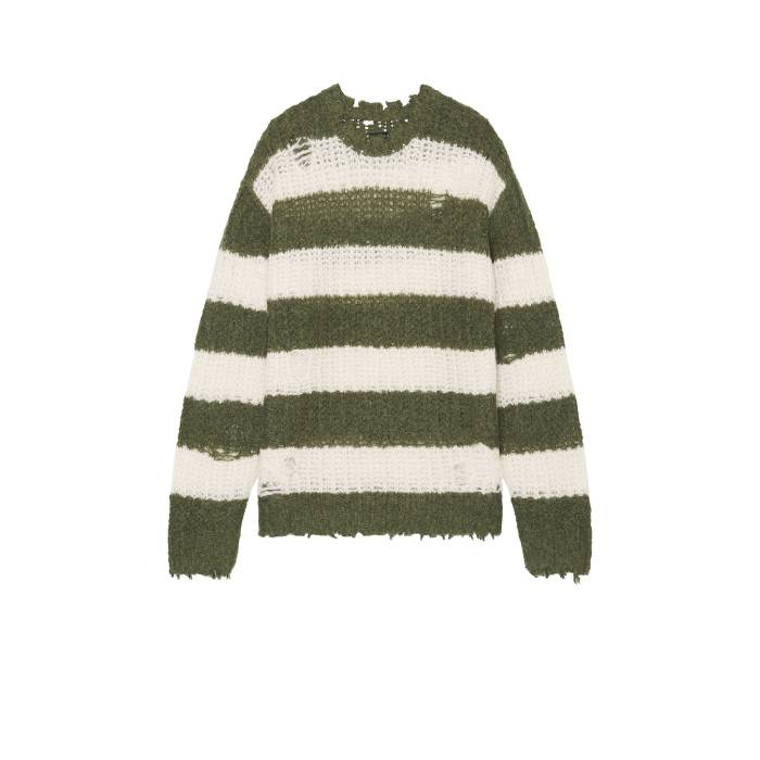 オールセインツ Allsaints 【 Sid Crewneck Sweater Men Khaki & White 】 トレーナー メンズファッション トップス ニット セーター メンズ カーキ 白色 ホワイト