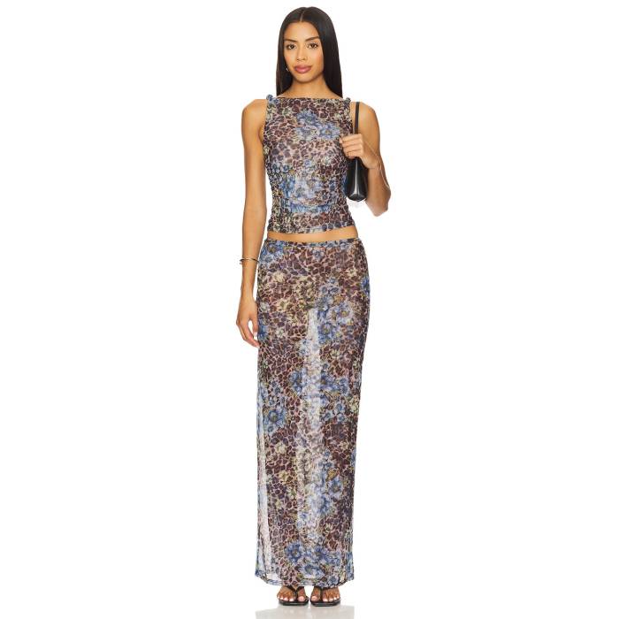 Superdown 【 Concha Maxi Skirt Set Women Blue Multi 】 レディース 青色 ブルー