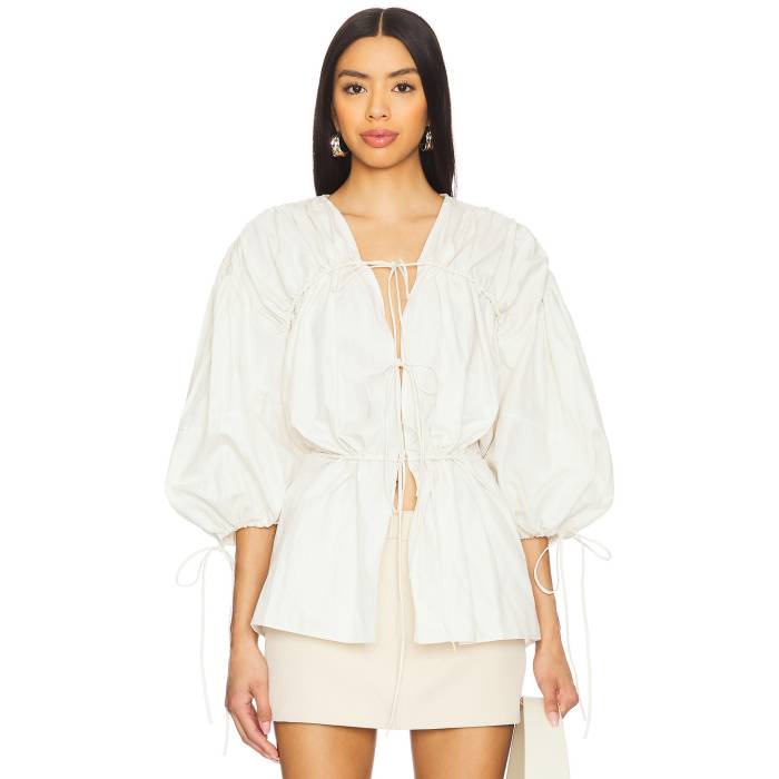 Marques \u0027 Almeida 【 Wrinkled Laces Ruched Blouse Women White 】 レディース 白いこと 白いこと