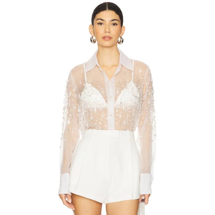Retrofete 【 Aubriella Embellished Shirt Women White 】 レディース 白いこと 白いこと