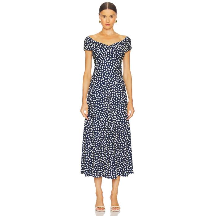 Cara Cara 【 Glen Cove Dress Women Abstract Dot Navy 】 お召しもの レディース 紺色 米国海軍