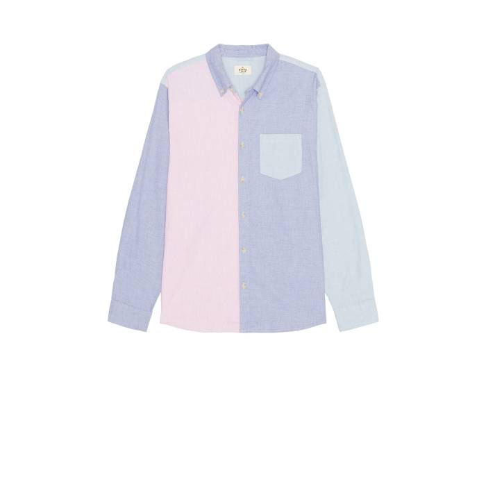 Marine Layer 【 California Oxford Long Sleeve Shirt Men Multi Colorblock 】 黄金州 オックスフォード Sleeve 捩り メンズ