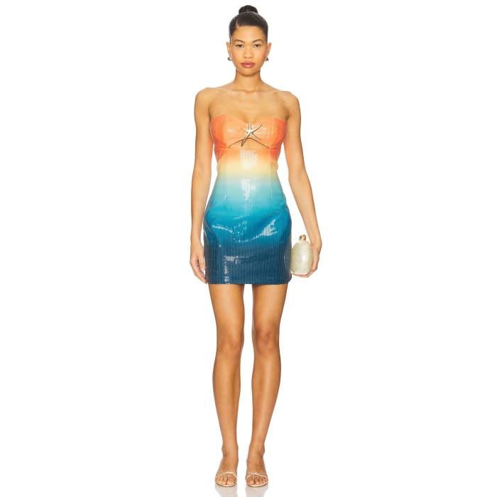 Runaway The Label 【 Stellar Mini Dress Women Orange Blue Ombre 】 御召しもの レディース orange 橙・オレンジ色 青碧 青碧