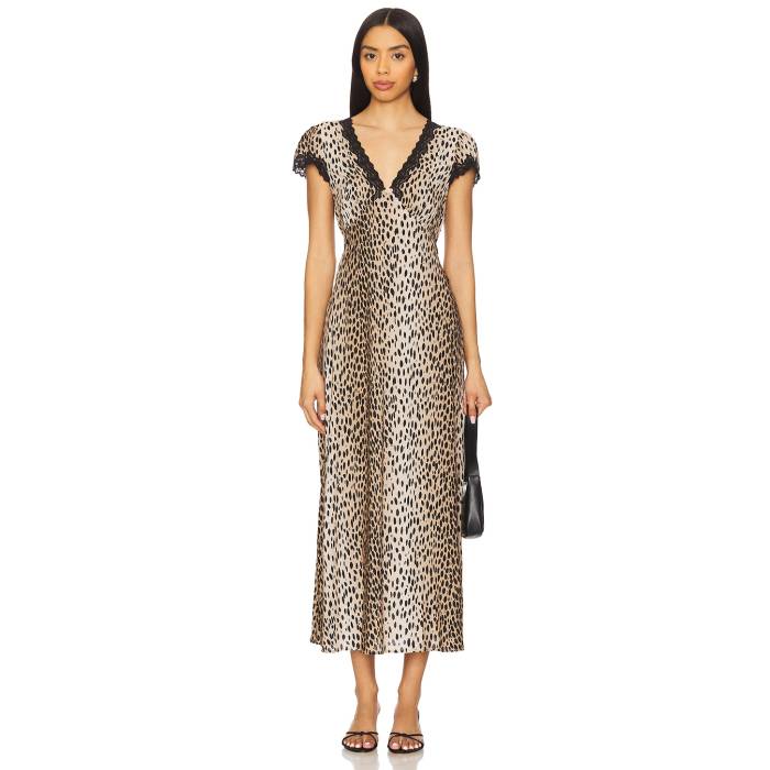 Rixo 【 Clarice Midi Dress Women Antelope Spot Black 】 お召しもの レディース 黒いこと 黒いこと