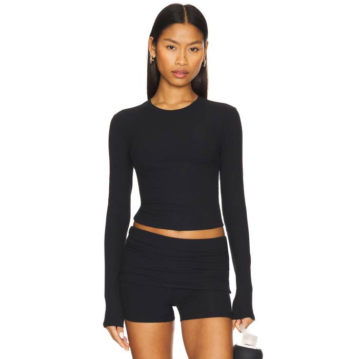 Wellbeing + Beingwell 【 Leon Long Sleeve Top Women Black 】 Sleeve 捩り レディース 黒いこと 黒いこと