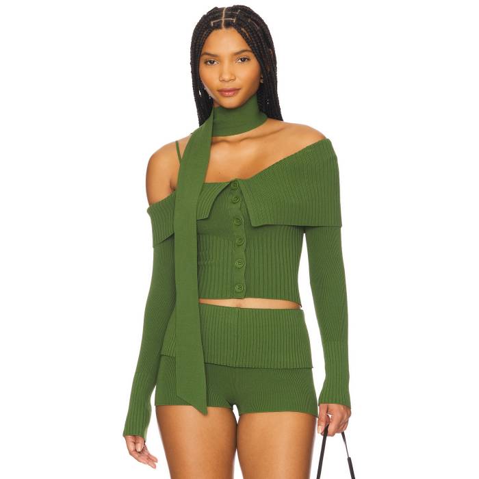 House Of Sunny 【 One Love One Shoulder Sweater Women Pine Green 】 調教師 レディース green 緑・緑であること