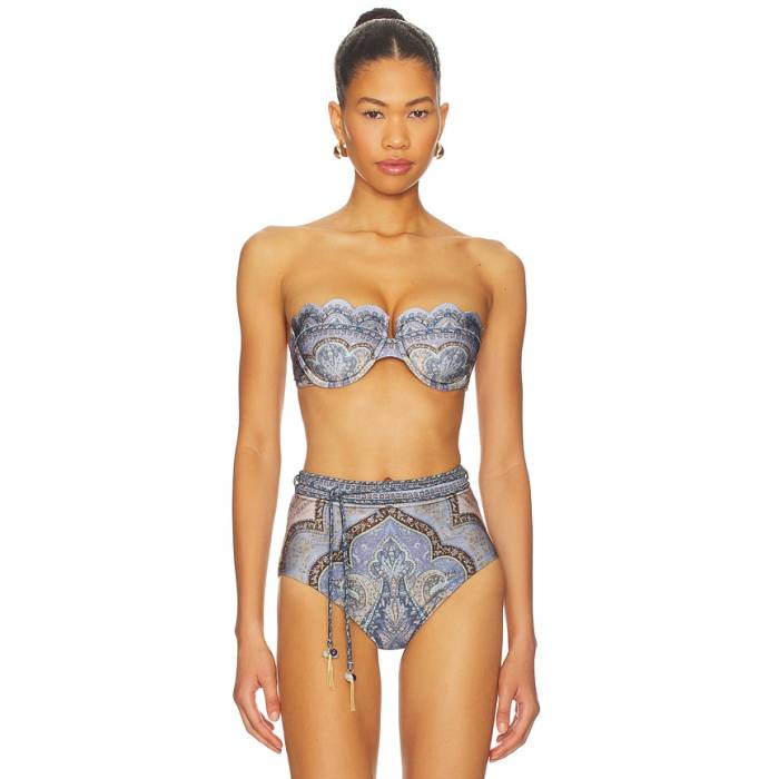 ジマーマン Zimmermann 【 Wanderlust Scallop Balconette Bikini Top Women Tapestry Blue Multi 】 レディース 青み 青色