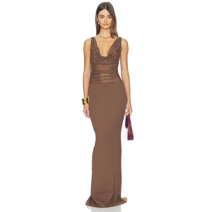 Seroya 【 Marla Dress Women Sable Brown 】 御召しもの レディース 赤銅色 赤銅色