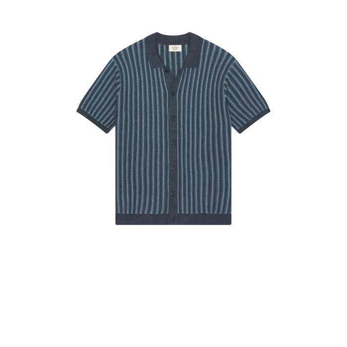 Marine Layer 【 Wyatt Sweater Button Down Men Navy 】 調教師 落ちこむ メンズ 紺色 米国海軍