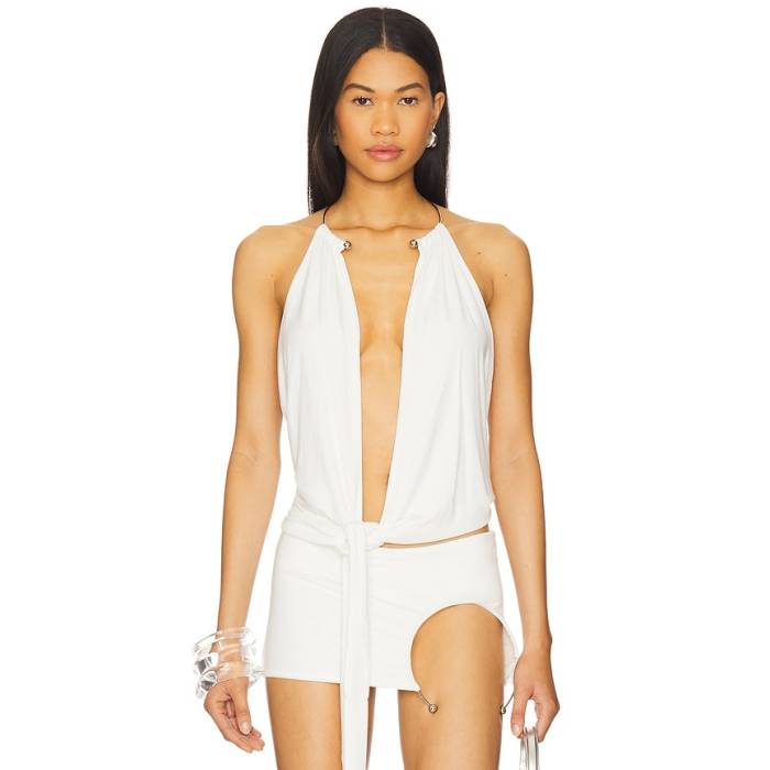 1Xblue 【 Torque Wrap Top Women White 】 wrap 一回り レディース 白いこと 白いこと