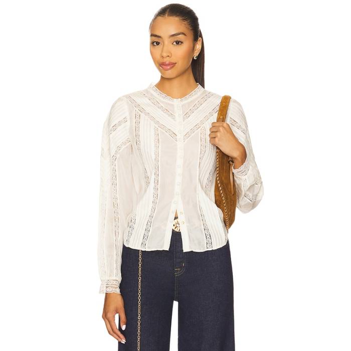 Loveshackfancy 【 Aralina Blouse Women Ivory 】 レディース 象牙色
