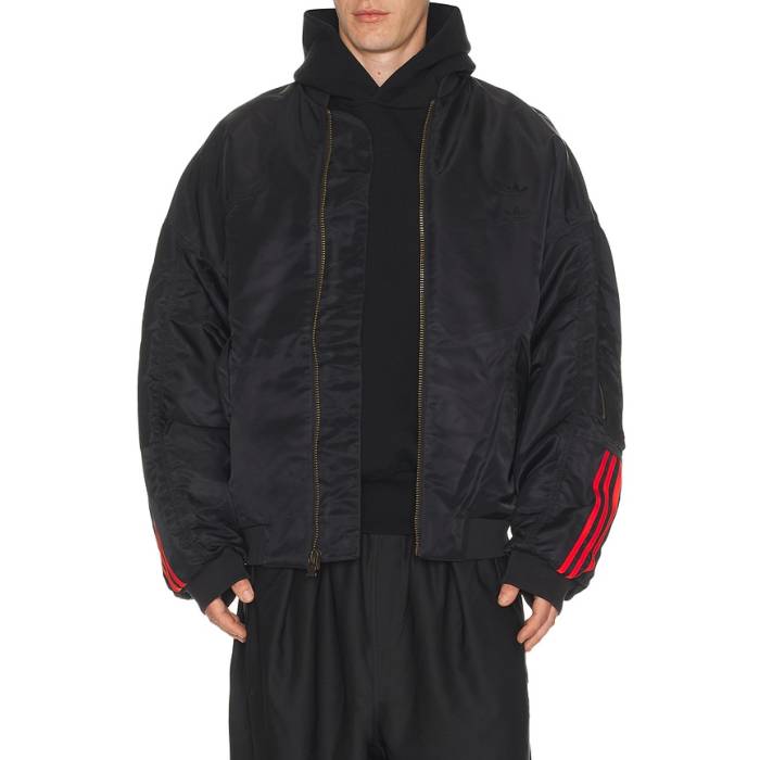 アディダス Adidas Originals 【 X Willy Chavarria Satin Bomber Jacket Men Black 】 サテン Jacket ジャケット メンズ 黒色 ブラック