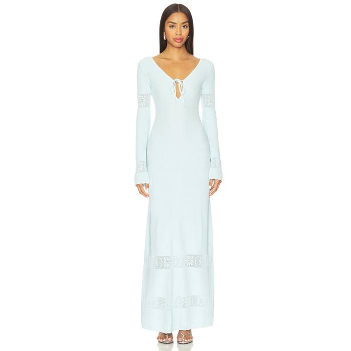 Asta Resort 【 Rita Crochet Dress Women Sky Blue 】 御召しもの レディース 天の原 青碧 青碧