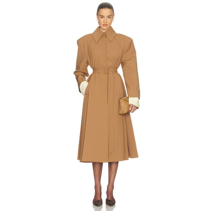 Helsa 【 Wool Blend Midi Trench Women Nutmeg 】 レディース