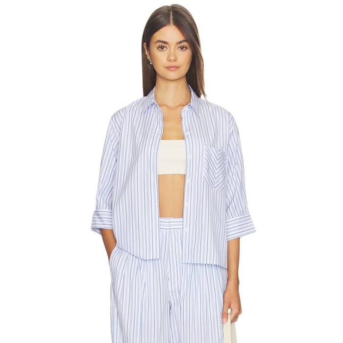 ラグアンドボーン Rag \u0026 Bone 【 Lucia Stripe Poplin Shirt Women Baby Blue Stripe 】 Stripe 縞模様 レディース 青味 青み Stripe 縞模様