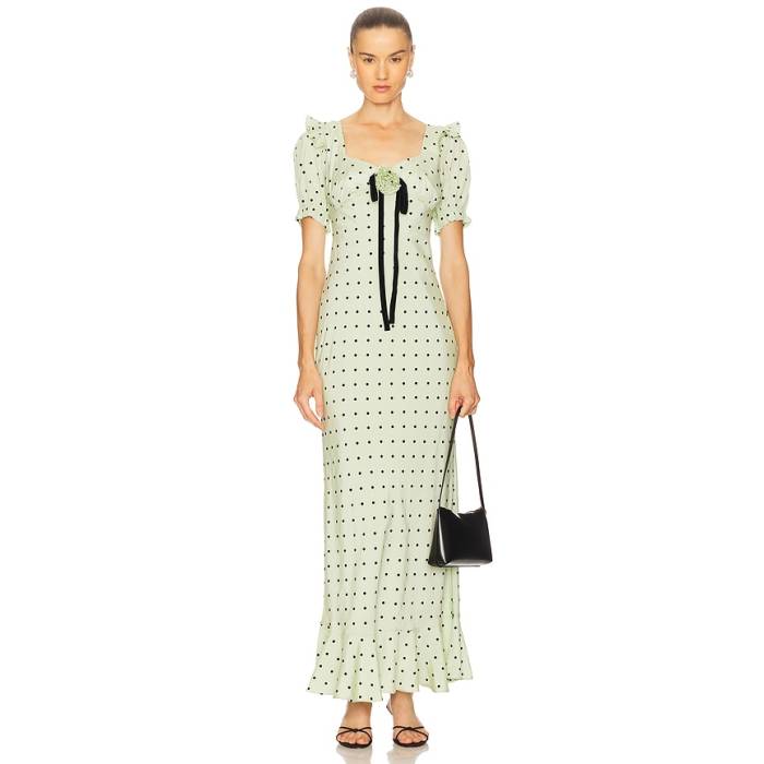 Maude Club 【 Georgina Dress Women Seafoam Black Dots 】 ドレス レディース 黒色 ブラック｜スニケス