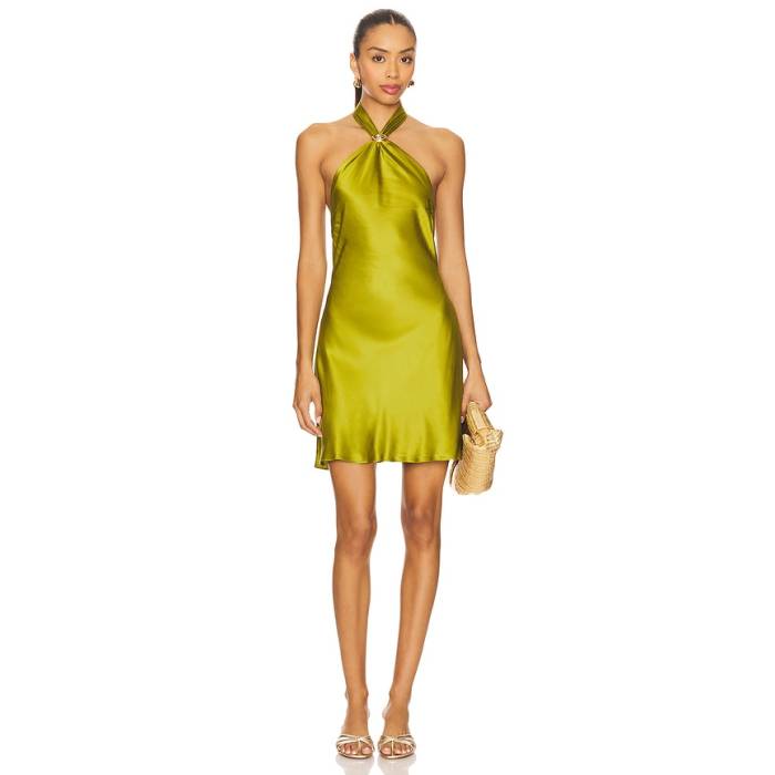 House Of Harlow 1960 【 X Revolve Sakai Mini Dress Women Cypress Green 】 お召しもの レディース green 緑・緑であること