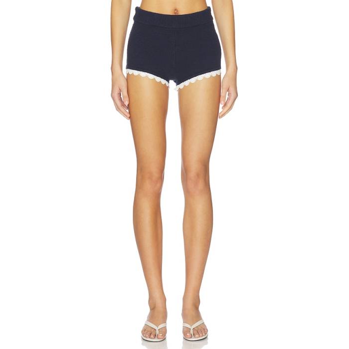 Lpa 【 Champaux Lace Trim Shorts Women Navy 】 さる股引き レディース 紺色 米国海軍