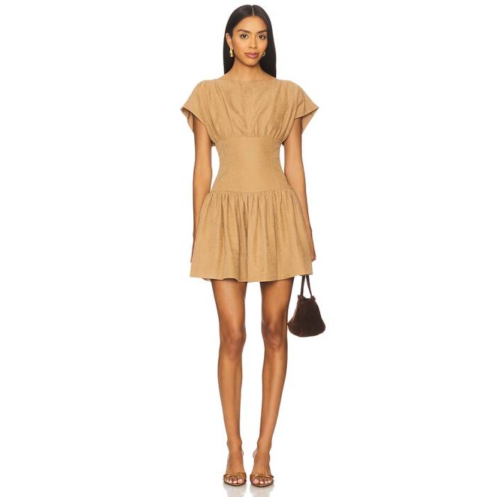 Line \u0026 Dot 【 Cooper Mini Dress Women Tan 】 御召しもの レディース
