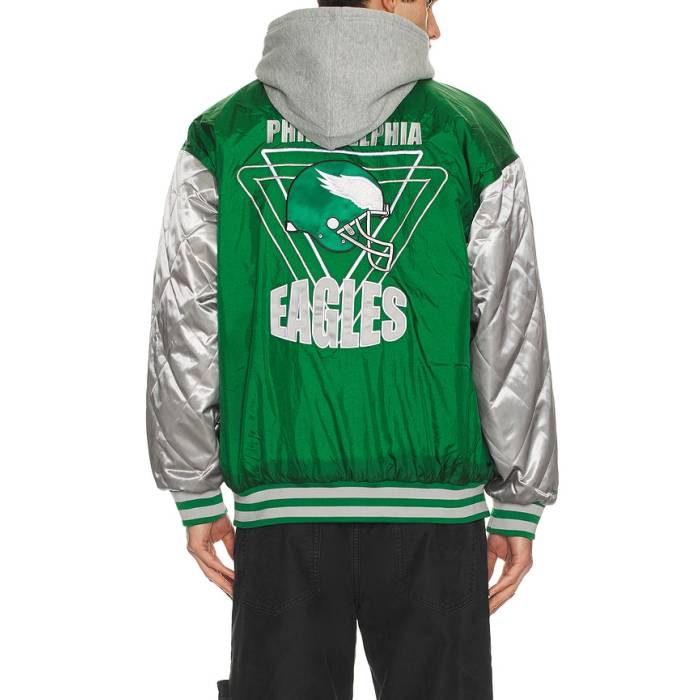 ミッチェル&ネス Mitchell & Ness 【 Nfl Eagles Diamond Fusion Vintage Logo Button Front Jacket Men Celtics Green 】 NFL イーグルス ダイヤモンド Fusion フュージョン vintage ビンテージ・ヴィンテージ ロゴ Jacket ジャ｜スニケス